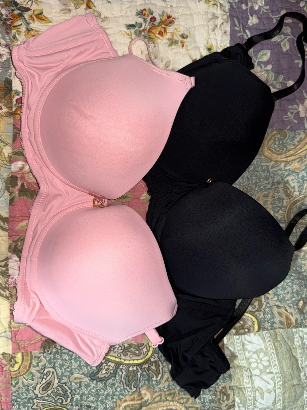 Rampage Pink & Black Smooth T-Shirt Bras - Pack